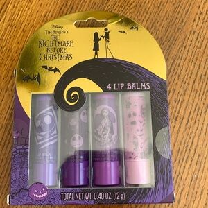 NIB Disney Tim Burton’s The Nightmare Before Christmas Lip Balm Set of Four Pack